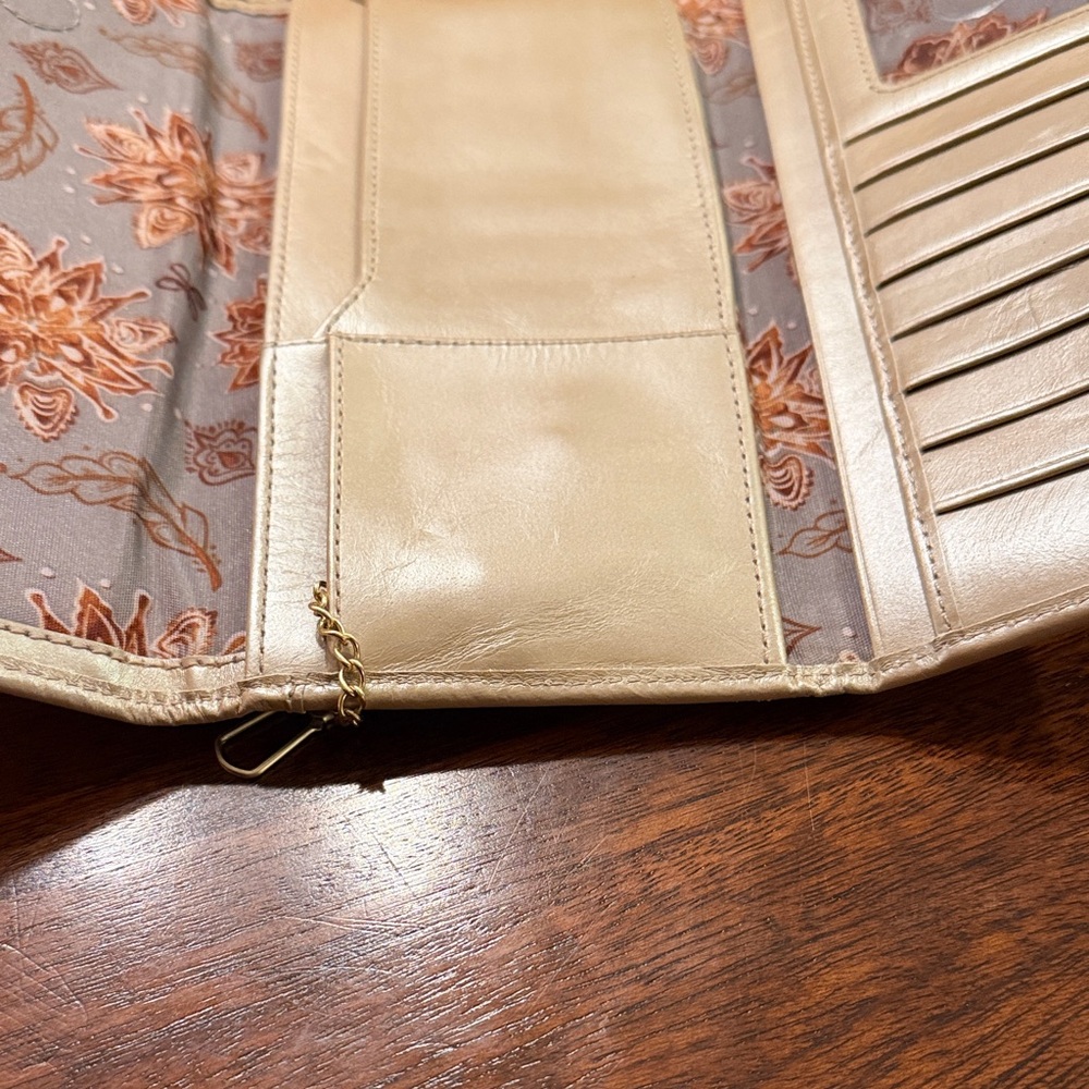 HOBO Gold Metallic Trifold Clutch/Wallet - Picture 13 of 17